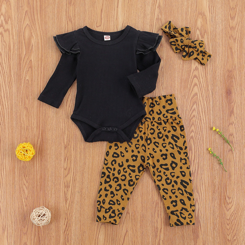 Aria 3 piece frill and leopard set