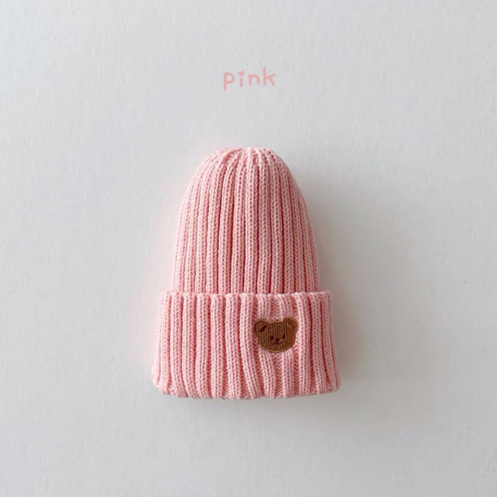 Bear Beanie Hat Pink