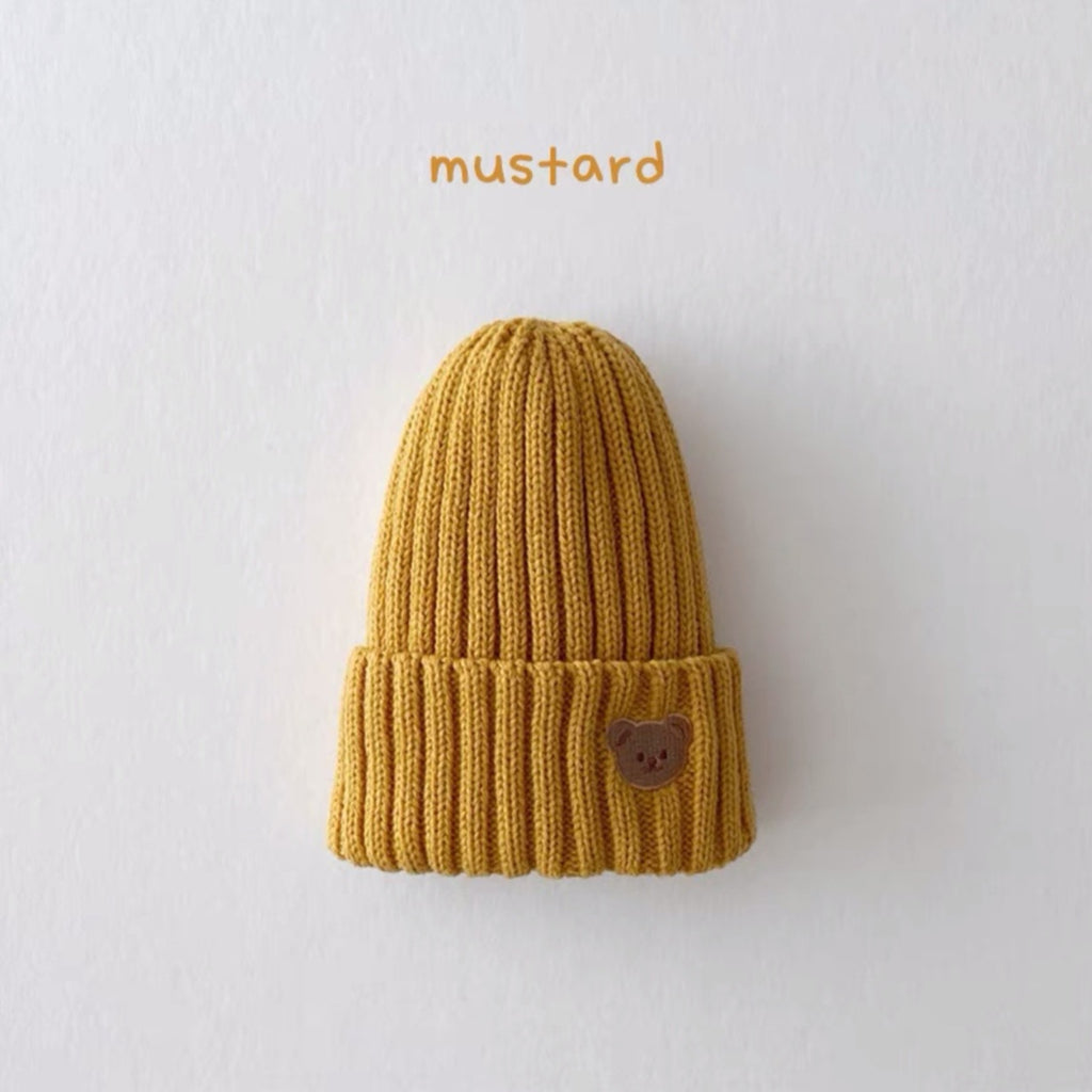 Bear Beanie Hat Mustard