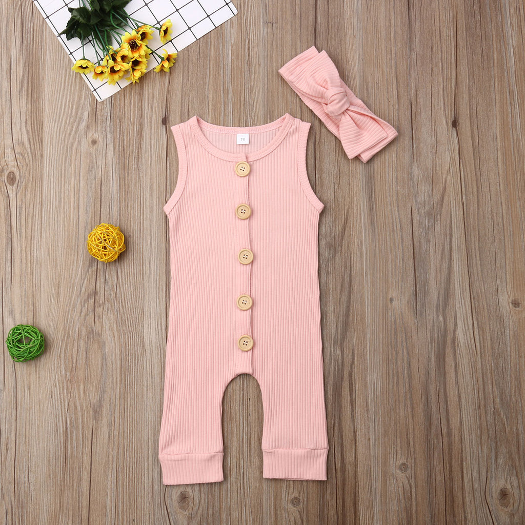 Button Ribbed Romper