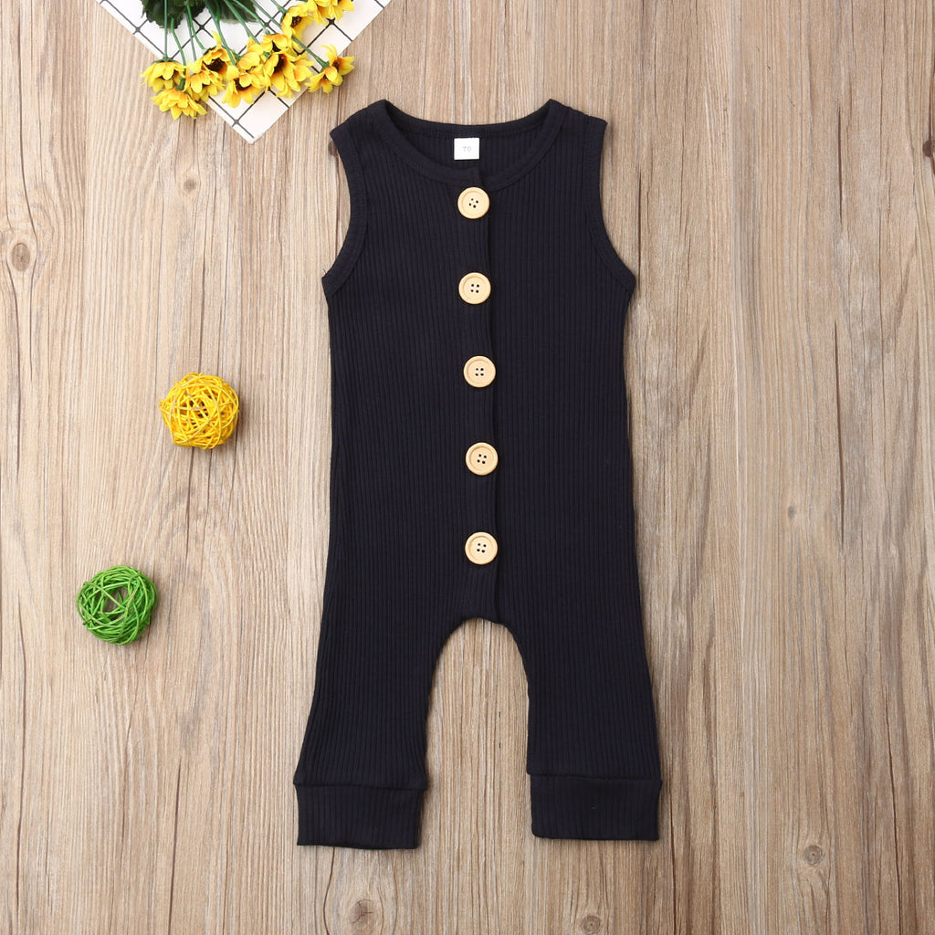 Button Ribbed Romper
