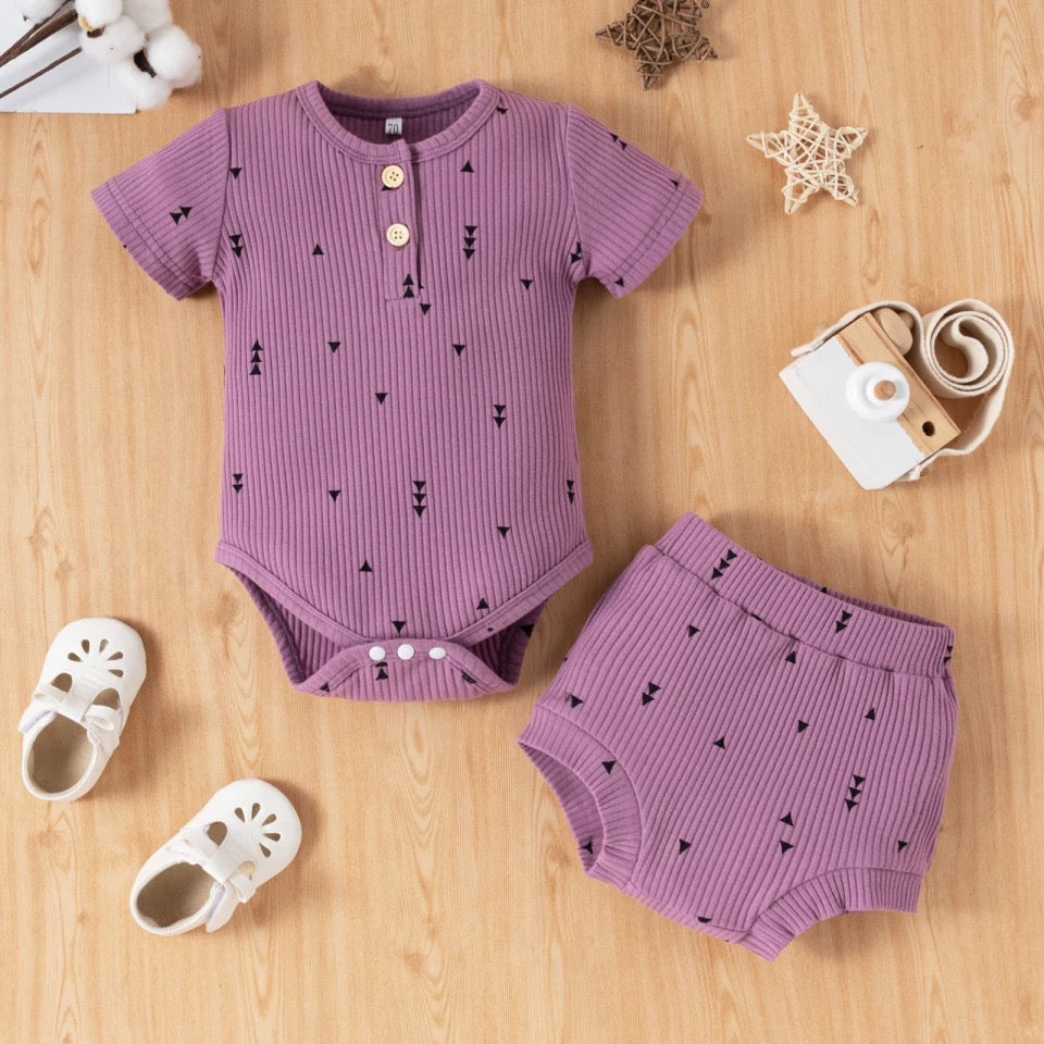 Lelly Triangle Shorts Set Purple